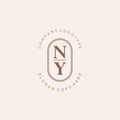 Initial NY beauty monogram and elegant logo design