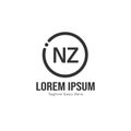 Initial NZ Logo Template With Modern Frame. Minimalist NZ Letter Logo Vector Illustration