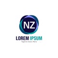 Initial NZ logo template with modern frame. Minimalist NZ letter logo vector illustration