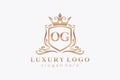 Initial OG Letter Royal Luxury Logo template in vector art for Restaurant, Royalty, Boutique, Cafe, Hotel, Heraldic, Jewelry,