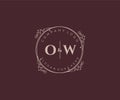 initial OW letters Decorative luxury wedding logo