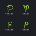 Initial P logo with leaf elements template Royalty Free Stock Photo