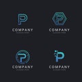 Initial P logo with technology elements template Royalty Free Stock Photo