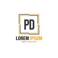 Initial PD logo template with modern frame. Minimalist PD letter logo vector illustration