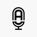 A initial podcast logo monogram with microphone shape