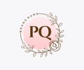 Initial PQ feminine logo. Usable for Nature, Salon, Spa, Cosmetic and Beauty Logos. Flat Vector Logo Design Template Element