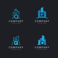 Initial Q logo with building elements template
