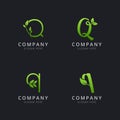 Initial Q logo with leaf elements template