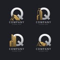 Initial Q logo with real estate elements template Royalty Free Stock Photo