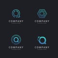 Initial Q logo with technology elements template