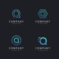 Initial Q logo with technology elements template Royalty Free Stock Photo
