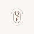 Initial QF beauty monogram and elegant logo design