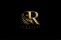 Initial R letter luxury beauty flourishes ornament golden monogram logo Royalty Free Stock Photo