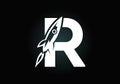 Initial R monogram letter alphabet with a Rocket logo design. Rocket icon. Font emblem. Modern vector logo for business and Royalty Free Stock Photo