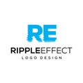 Initial RE letter - ripple effect logo design template