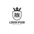 Initial RN logo template with modern frame. Minimalist RN letter logo vector illustration