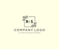 initial RS letters Botanical feminine logo template floral