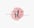 Initial RT feminine logo. Usable for Nature, Salon, Spa, Cosmetic and Beauty Logos. Flat Vector Logo Design Template Element