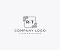 initial RT letters Botanical feminine logo template floral Royalty Free Stock Photo