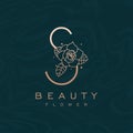 Initial S Flower Beauty Letter Logo Marble Design Vector