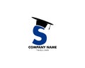 Initial S letter logo with graduation hat, Education theme concept design