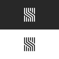 Initial S letter monogram linear pattern, black and white parallel lines creative geometric shape, simple minimal stylish identity