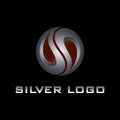 Initial S letter silver color logo design 3d template