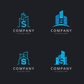 Initial S logo with building elements template