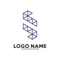 Initial S logo vector template, pixel, fast logo, triangle, r, v, n, c