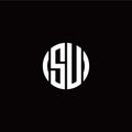Initial S U letter with circle style logo template vector Royalty Free Stock Photo