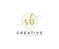 initial SB Feminine logo beauty monogram and elegant logo design, handwriting logo of initial signature, wedding, fashion, floral