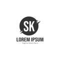 Initial SK logo template with modern frame. Minimalist SK letter logo vector illustration