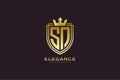 initial SN elegant luxury monogram logo or badge template with scrolls and royal crown - perfect for luxurious branding projects