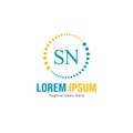 Initial SN logo template with modern frame. Minimalist SN letter logo vector illustration