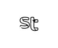Initial ST Letter Stylish Concept Black Linear Logotype