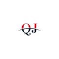 Initial Swoosh Logo Symbol QJ
