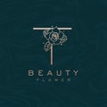 Initial T Flower Beauty Letter Logo Marble Design Vector