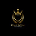 Initial T Luxury Shield Royal Logo