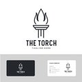 Initial T for Torch logo design with line art style - Vector Royalty Free Stock Photo