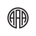 Initial three letter logo circle AAA black outline stroke