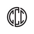 Initial three letter logo circle CCC black outline stroke Royalty Free Stock Photo