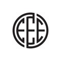 Initial three letter logo circle EEE black outline stroke