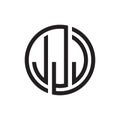 Initial three letter logo circle JJJ black outline stroke Royalty Free Stock Photo