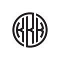 Initial three letter logo circle KKK black outline stroke