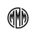 Initial three letter logo circle MMM black outline stroke