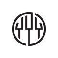 Initial three letter logo circle YYY black outline stroke Royalty Free Stock Photo