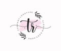 initial TR Feminine logo beauty monogram and elegant logo design, handwriting logo of initial signature, wedding, fashion, floral