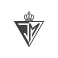 Initial two letter JM half logo triangle black Royalty Free Stock Photo