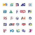 Initial two letters combination logo set