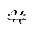 Initial u love monogram split letter vector isolated Royalty Free Stock Photo
